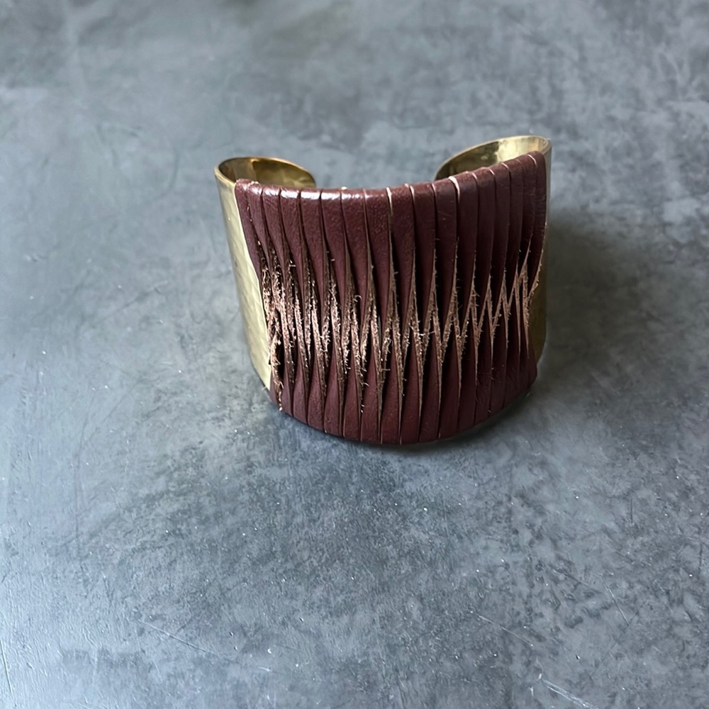 Noonday Archer Brass and Leather Cuff
